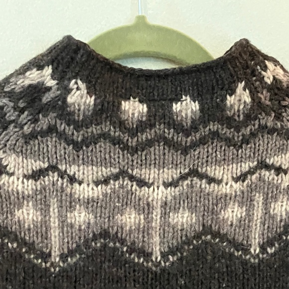 Fair Isle Brown Wool Cardigan Full Zip Sweater  M - Picture 4 of 6